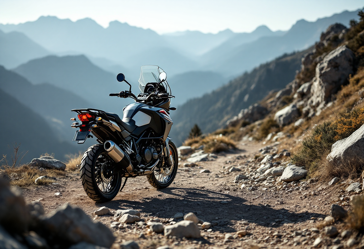 CFMOTO 700MT ADV in azione su un sentiero avventuroso