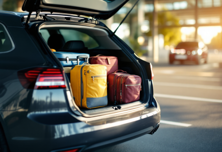 Bagagli ben sistemati in auto per un viaggio confortevole