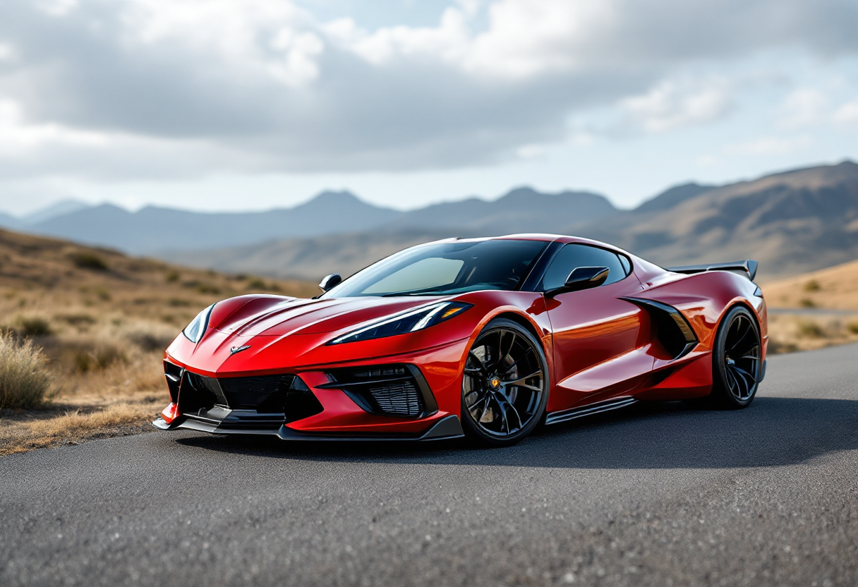 Chevrolet Corvette E-Ray in un paesaggio italiano