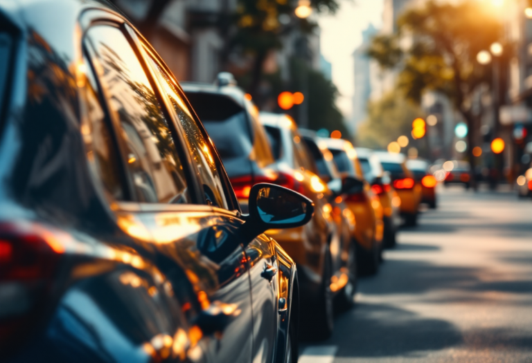 Auto ferme con distanza di sicurezza rispettata