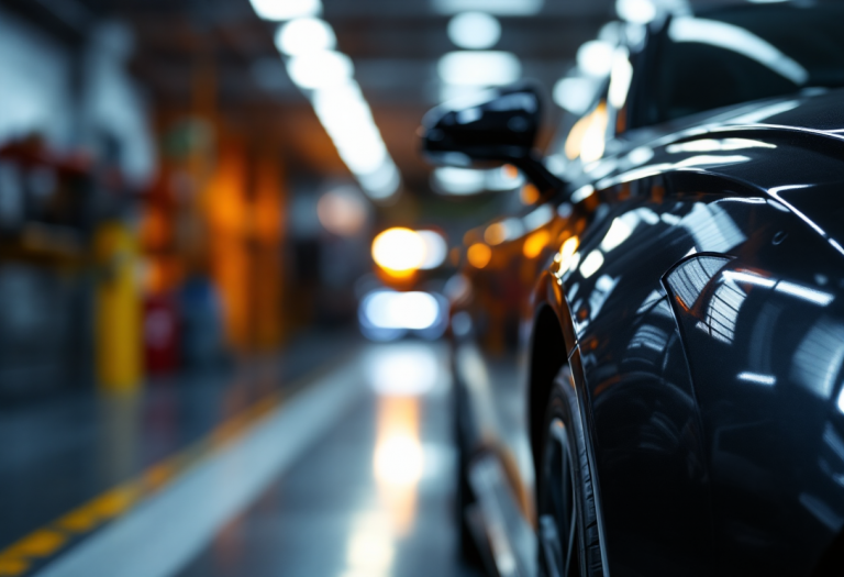 Polish per auto in uso su una vettura lucida