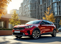 Kia K4 Hatchback in un ambiente urbano moderno