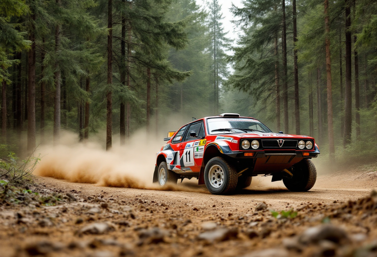 Lancia Ypsilon Rally4 HF in azione durante una gara di rally