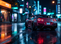 Nissan GT-R in un paesaggio urbano moderno