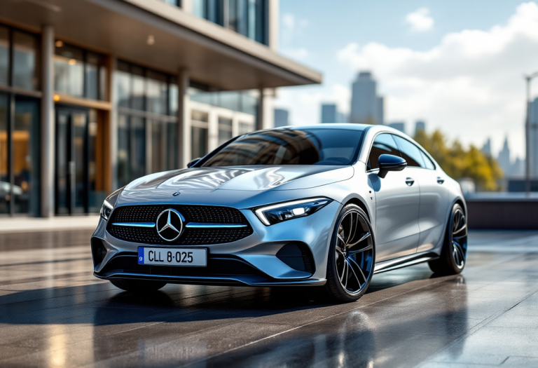 Mercedes CLA 2025 in un contesto urbano moderno