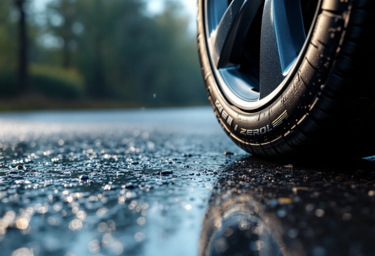 Pneumatico Pirelli P Zero E ecologico su sfondo naturale