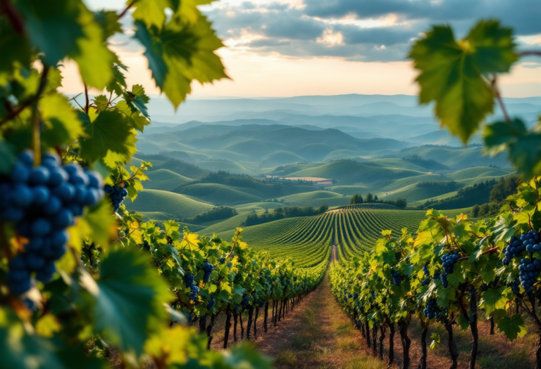 Auto da rally tra colline e vigneti del Piemonte