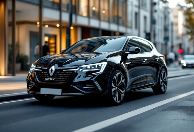 Renault Megane E-Tech Electric 2025 in un paesaggio urbano