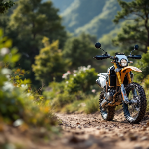 Rieju Aventura 500 in esposizione con dettagli tecnici