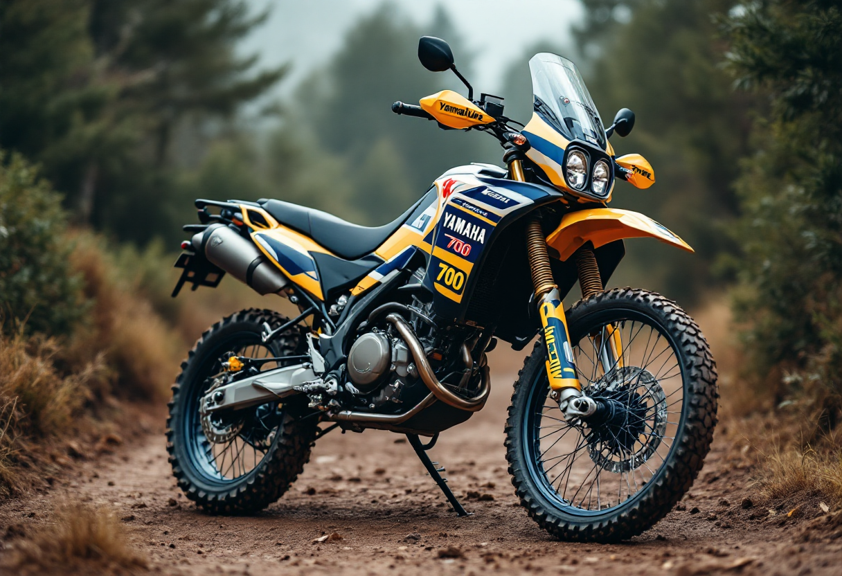 Yamaha Ténéré 700 Yamalube in azione su un sentiero