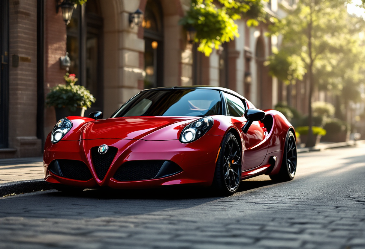 Alfa Romeo 4C in un paesaggio urbano elegante