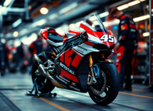 Jorge Martín con la moto Aprilia Racing dopo la firma del contratto