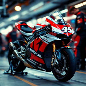 Jorge Martín con la moto Aprilia Racing dopo la firma del contratto