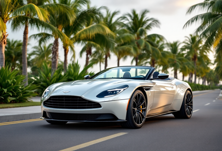 Aston Martin DB12 Volante in un elegante contesto di Palm Beach