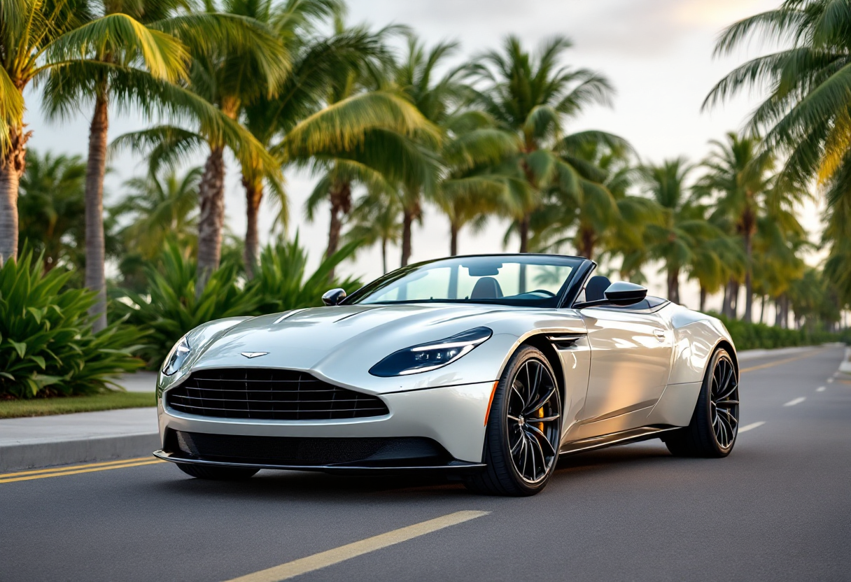 Aston Martin DB12 Volante in un elegante contesto di Palm Beach