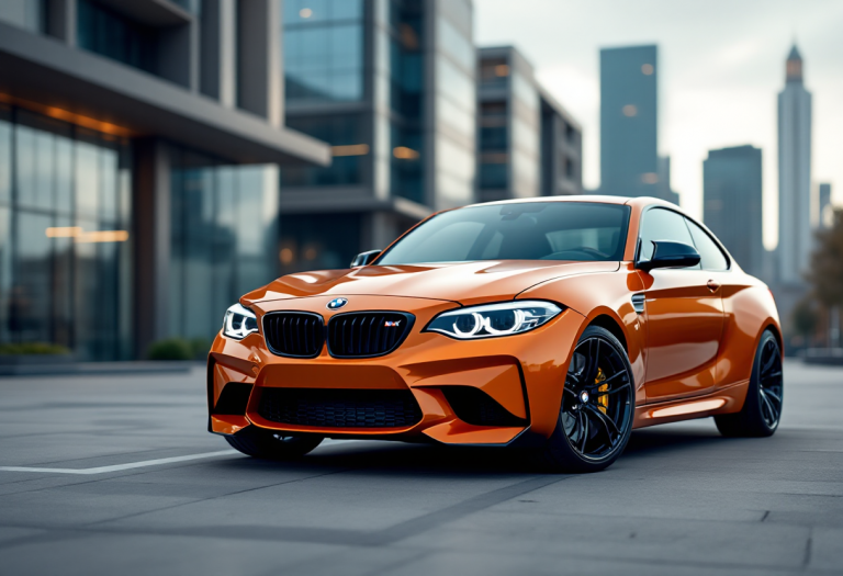 BMW M2 CS in esposizione con design sportivo e aggressivo