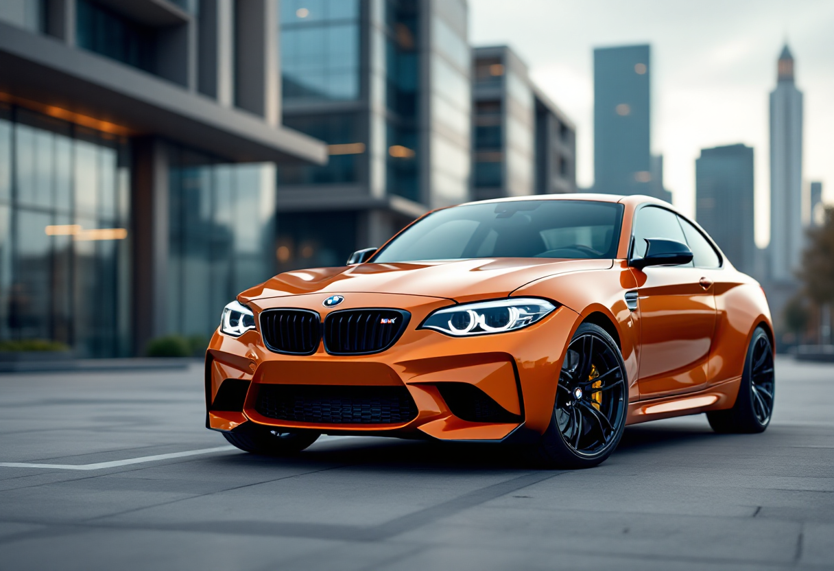 BMW M2 CS in esposizione con design sportivo e aggressivo