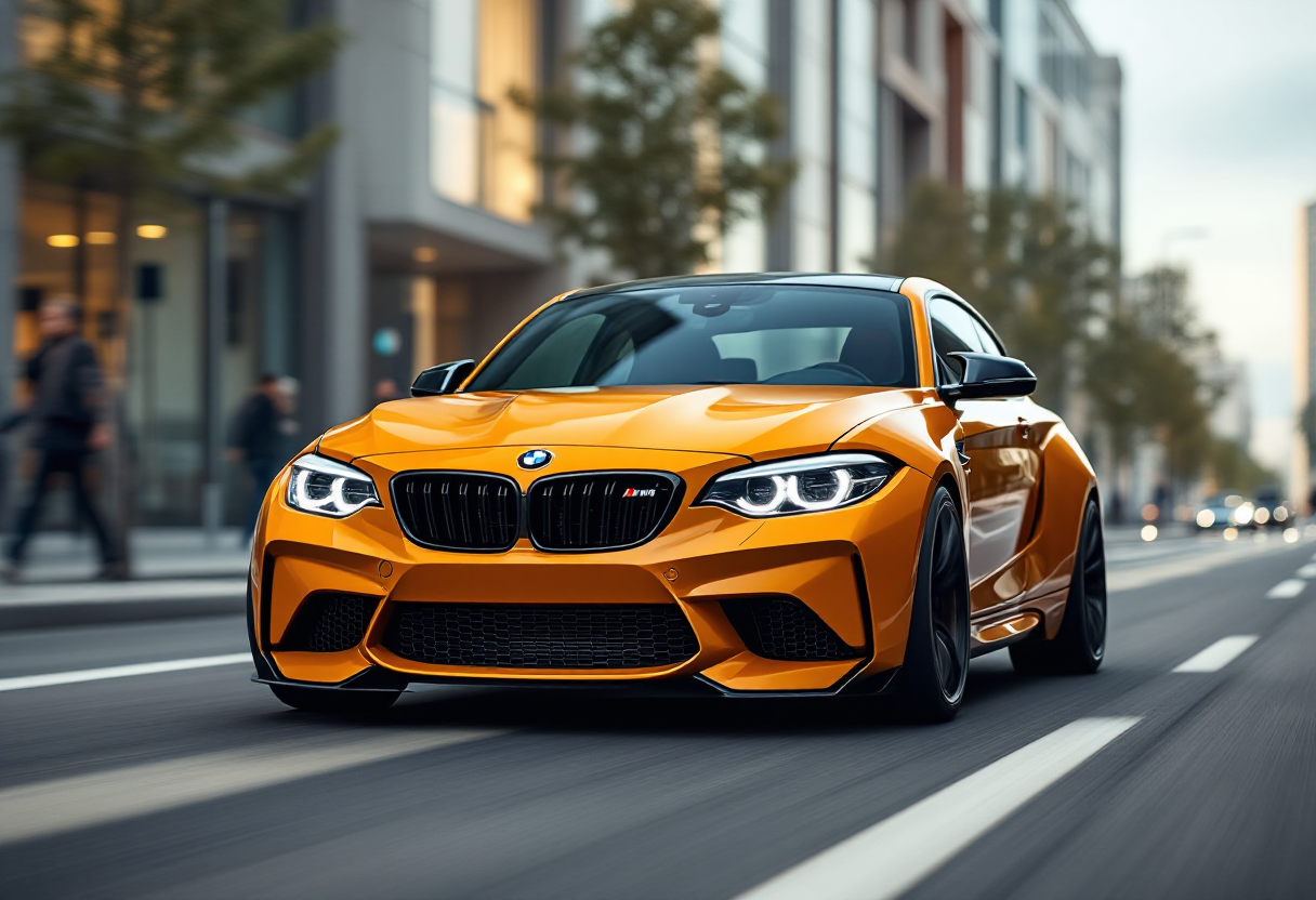 BMW M2 CS in movimento su strada con design sportivo