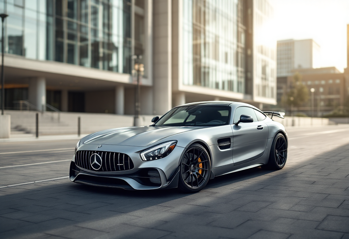 Mercedes-AMG berlina sportiva elettrica in movimento