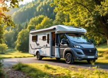 Camper Fellschnute con cane felice all'interno