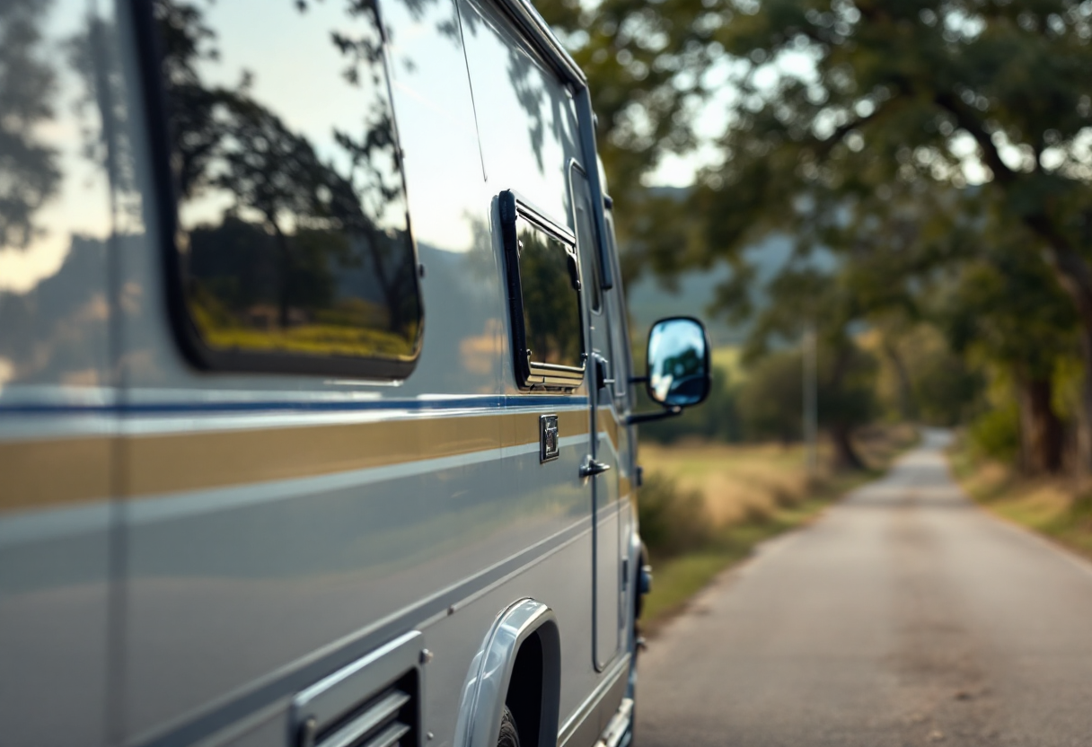 Un camper caricato in modo sicuro per le vacanze estive