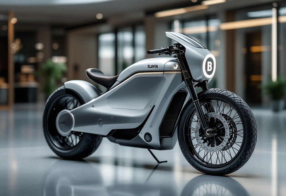 Concept di moto elettrica Skoda con design storico