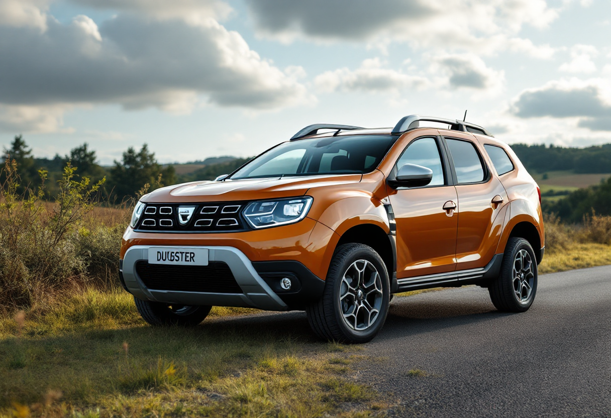 Dacia Duster in un paesaggio urbano moderno