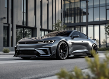 Dodge Charger Daytona EV in un paesaggio urbano moderno