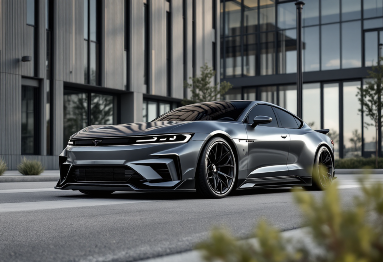 Dodge Charger Daytona EV in un paesaggio urbano moderno