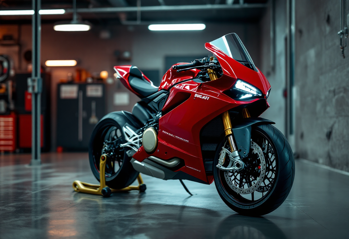 Ducati Panigale V in pista con design aerodinamico