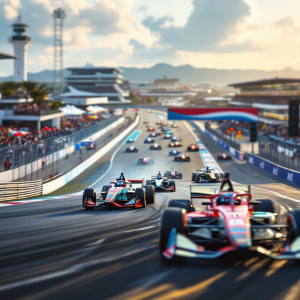 E-Prix di Shanghai 2025 con auto da corsa in azione