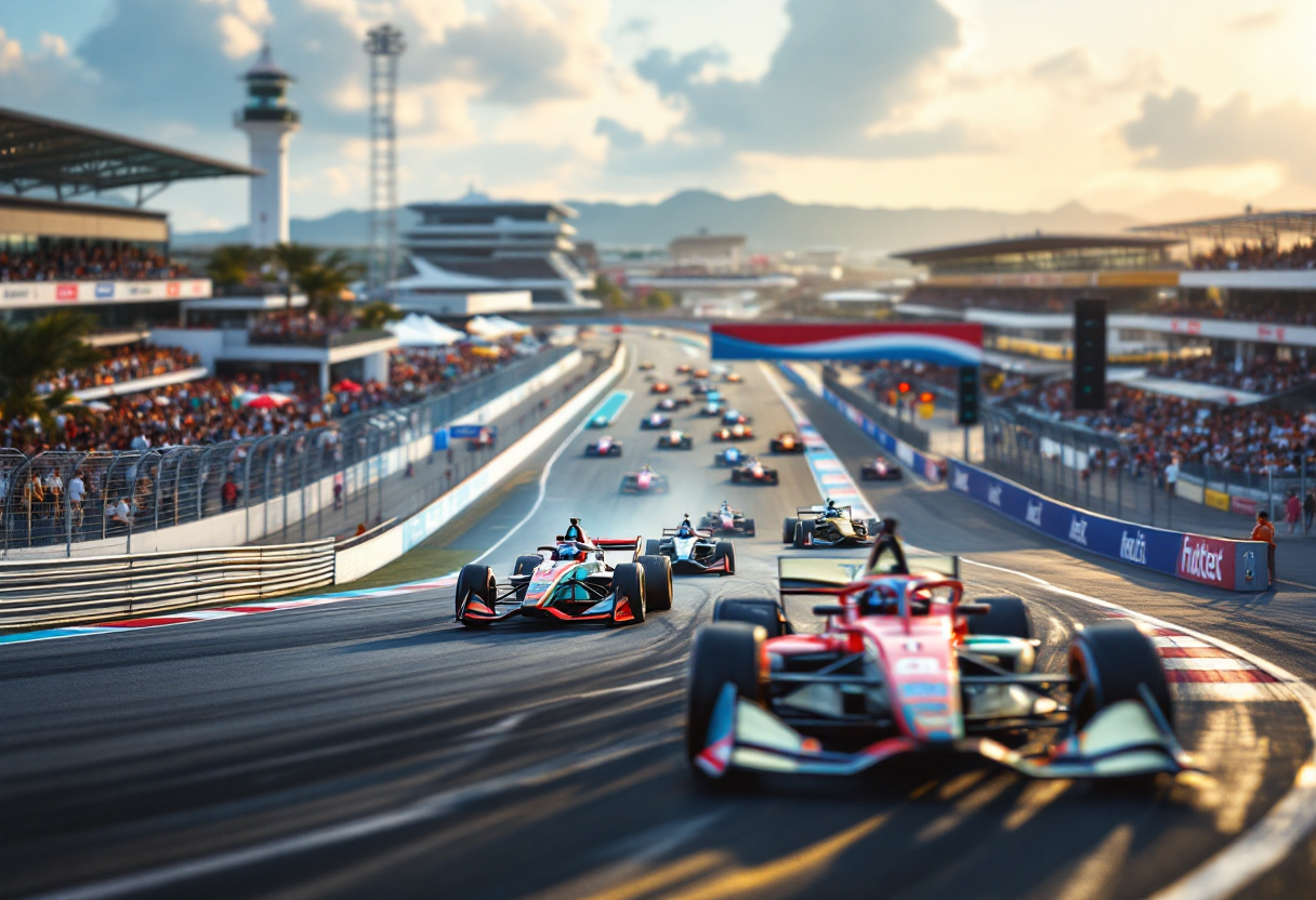 E-Prix di Shanghai 2025 con auto da corsa in azione