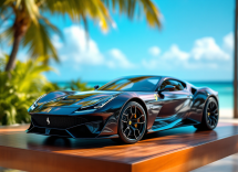 Ferrari Testa Rossa J in un paesaggio maldiviano