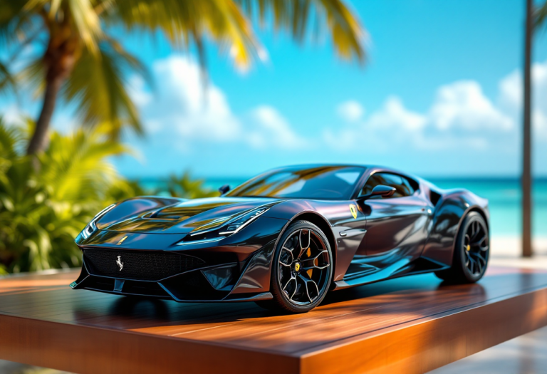 Ferrari Testa Rossa J in un paesaggio maldiviano