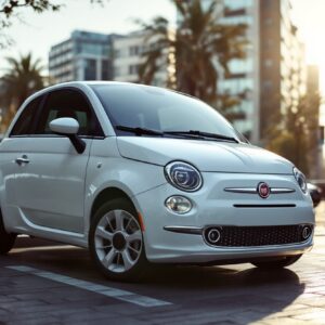 Nuova Fiat 500 ibrida modello 2025 in primo piano