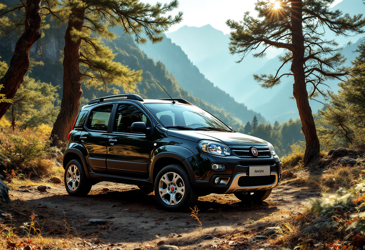 Fiat Grande Panda 4x4 in un paesaggio montano