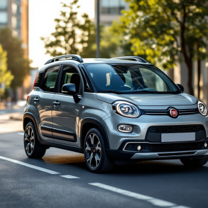 Fiat Grande Panda Hybrid 2025 in un ambiente urbano
