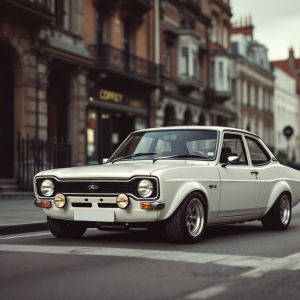 Ford Escort MkII in un contesto vintage degli anni '70