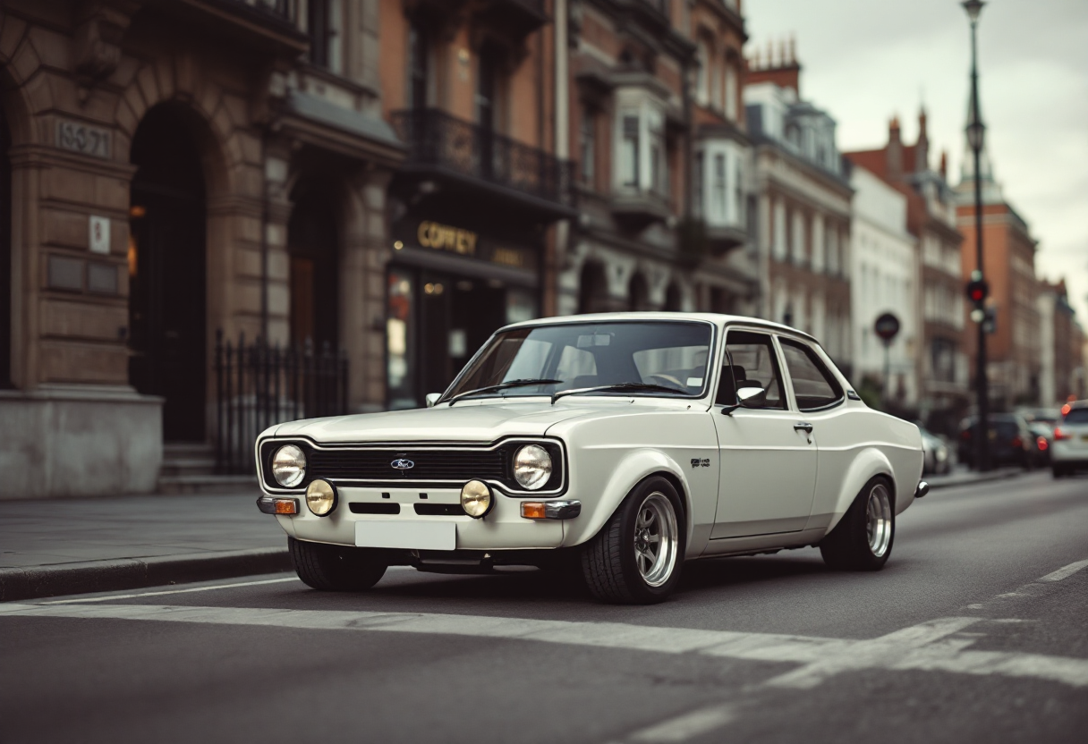 Ford Escort MkII in un contesto vintage degli anni '70
