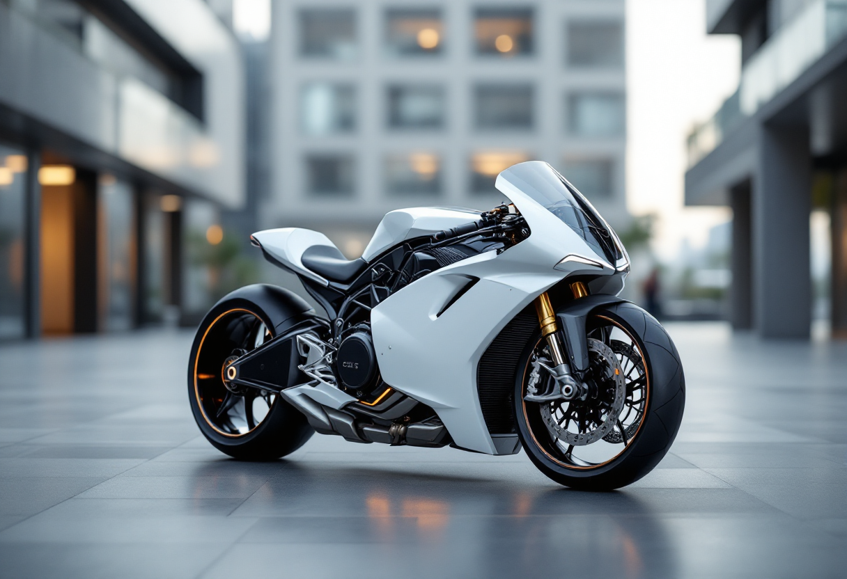 Moto HF355 con motore V8 Ferrari e design artigianale