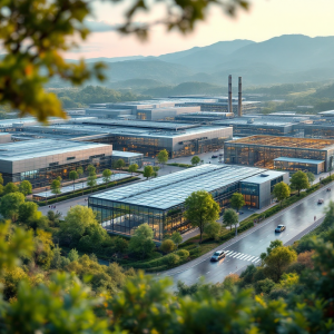 Immagine della fabbrica Hyundai in Alabama con operai al lavoro