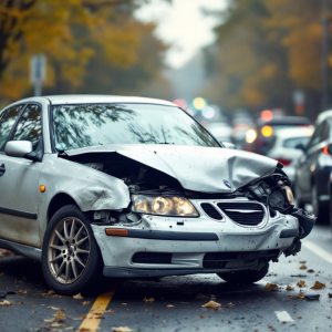 Saab 9-3 coinvolta in un incidente stradale a Houston