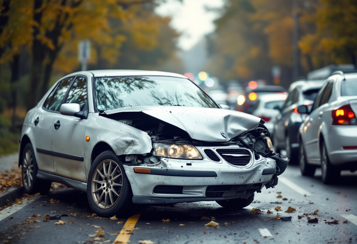 Saab 9-3 coinvolta in un incidente stradale a Houston