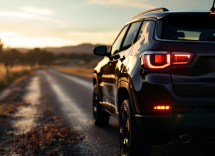 Nuova Jeep Compass 2025 in un ambiente urbano moderno