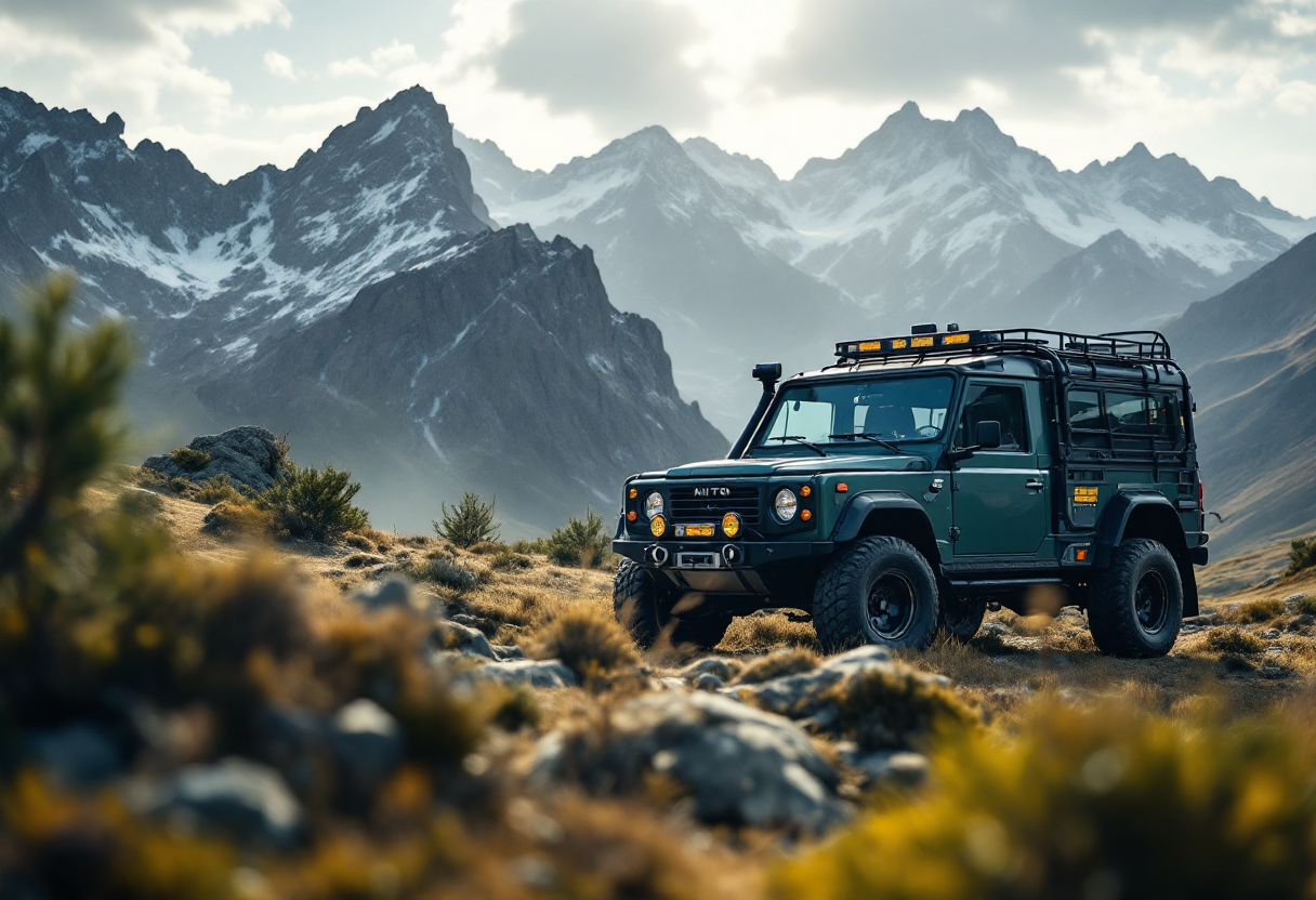 Lada Niva Bronto in un paesaggio avventuroso
