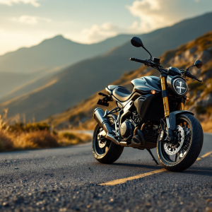 Moto Morini X-Cape 700 Gold Edition in un paesaggio urbano