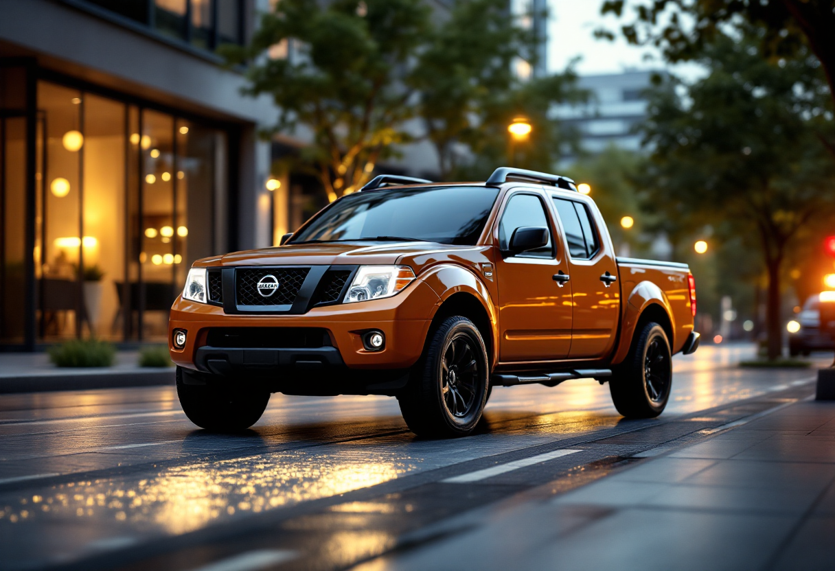 Nissan Frontier Pro ibrido in azione su strada