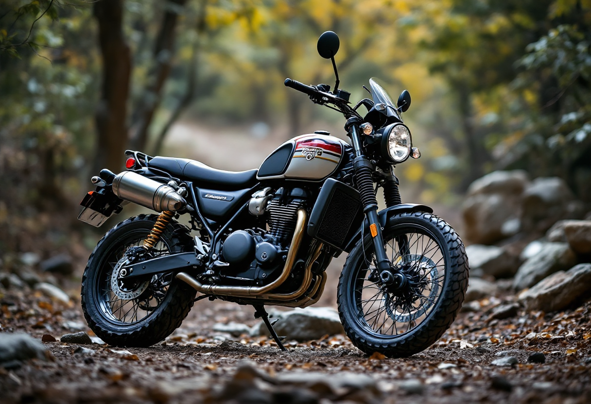 Scrambler 400 XC di Triumph in esposizione