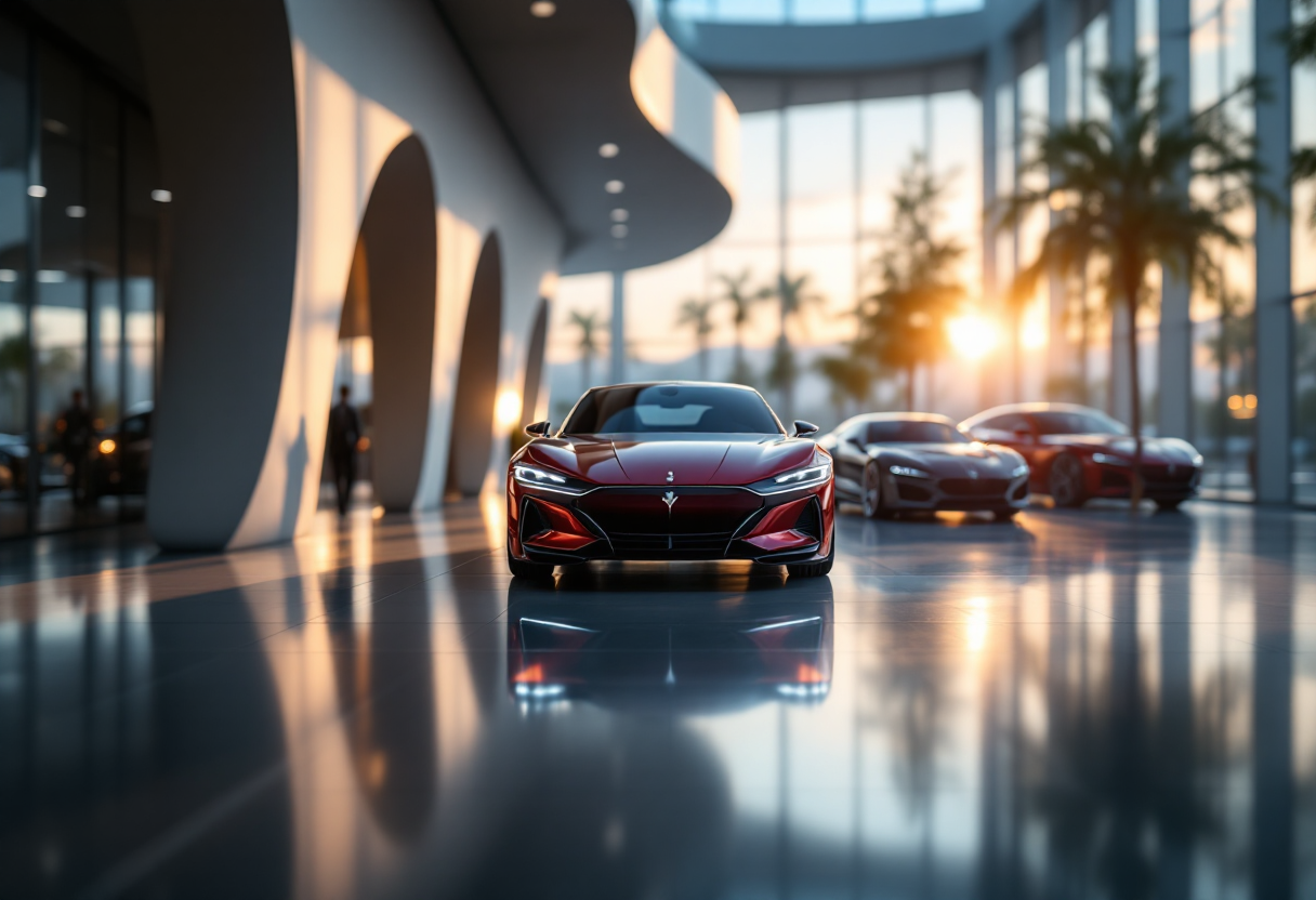 Showroom Ferrari a Roma con auto esclusive in esposizione