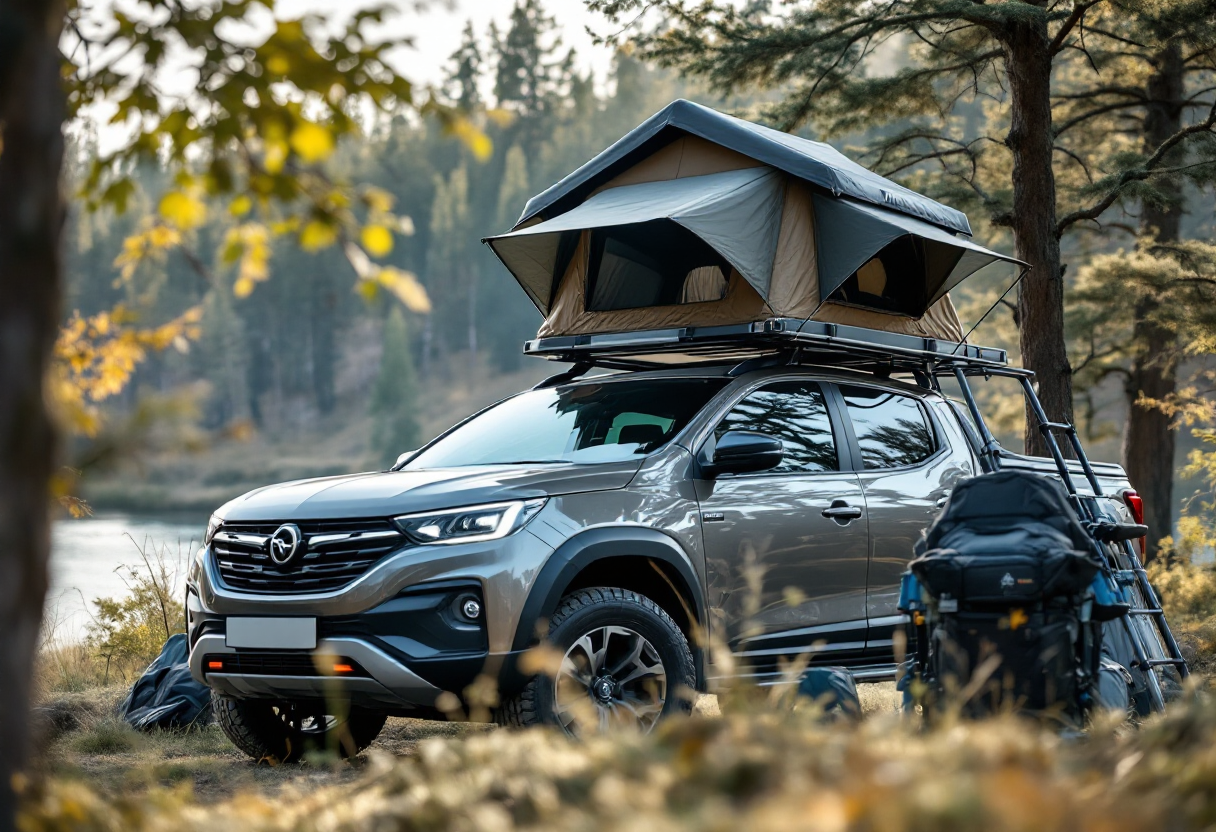 Opel Frontera trasformata in tenda da tetto per camping